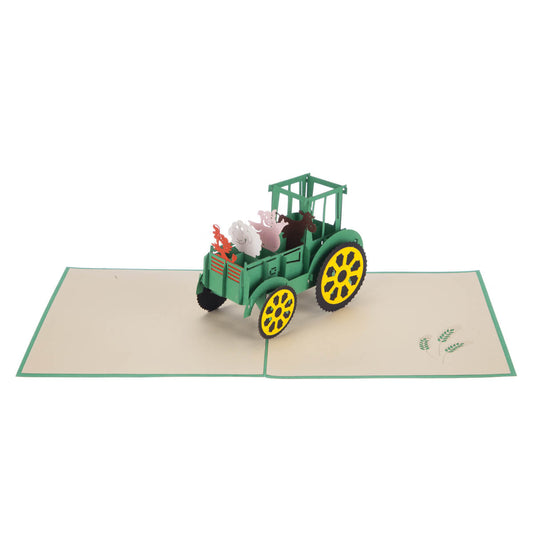 Tractor and Farm Animals Pop Up Card