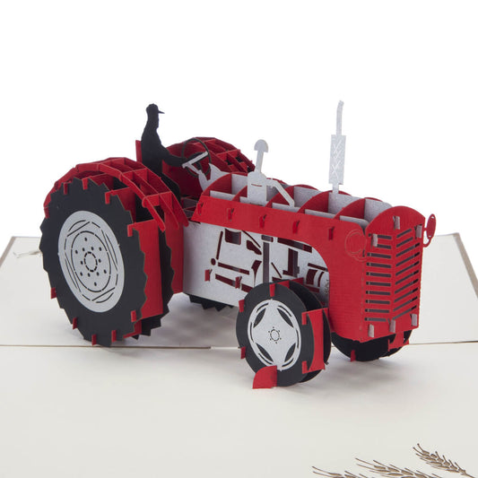 Red Tractor Pop Up Card