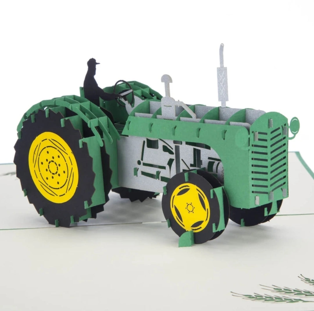 Green Tractor Pop Up Card