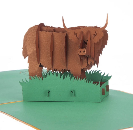 Highland Cow Pop Up Card