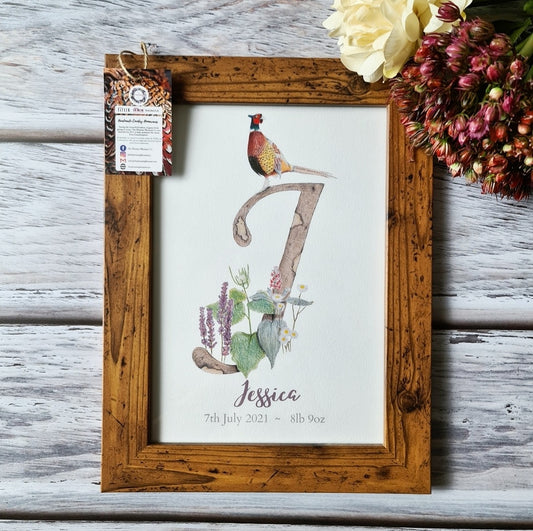 Illustrated Initial, Name and Stats - Print / Frame