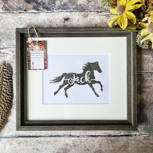 Bespoke Horse with Name Silhouette - Tweed/Feather
