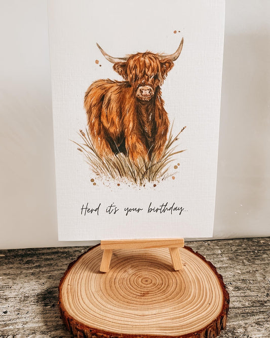“Herd it’s your birthday" Card (highland cow)