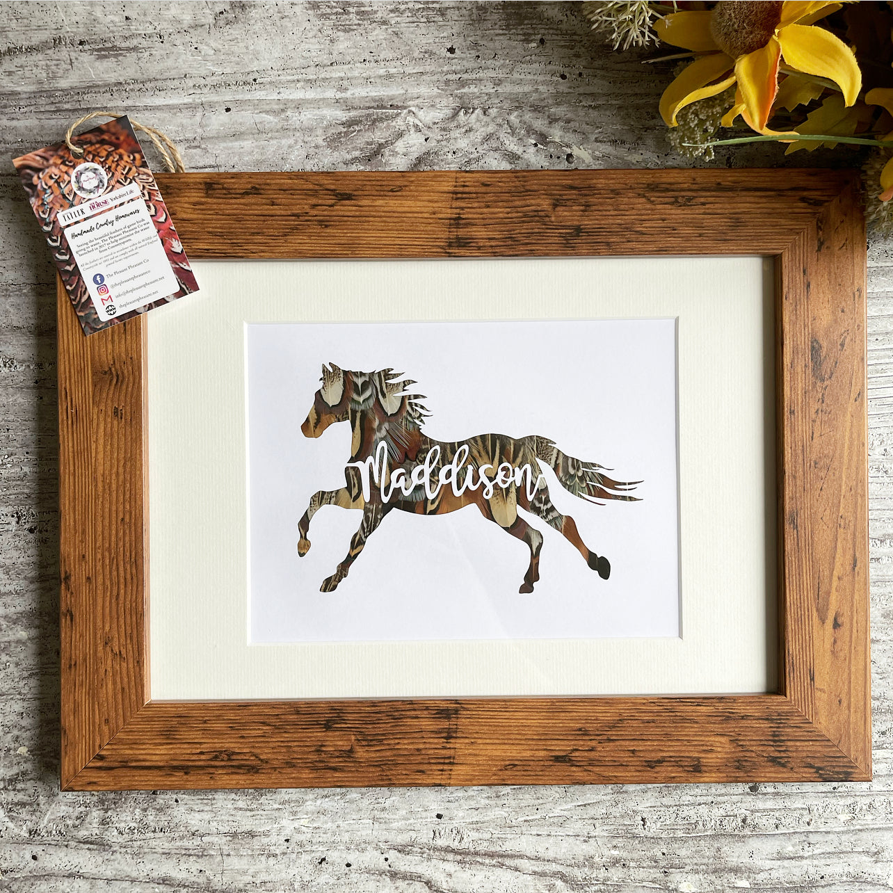 Bespoke Horse with Name Silhouette - Tweed/Feather